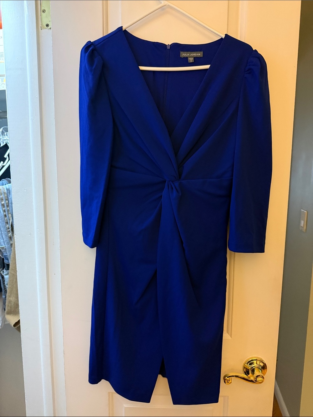 julia jordan Cobalt Blue Twist-Front Long Sleeve Sheath Dress